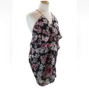 Romeo and Juliet Couture Womens Floral Print Draped Cascade Front Dress size M